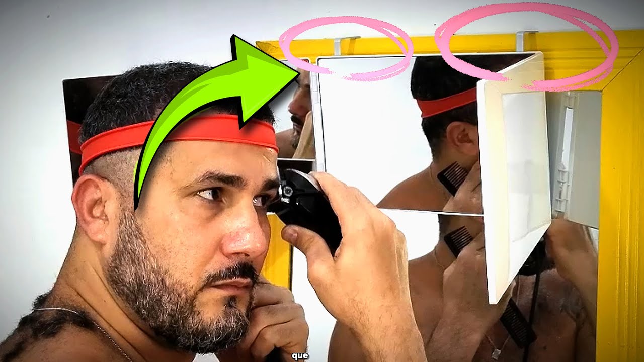 Espelho 360 graus - teste cortando cabelo masculino sozinho