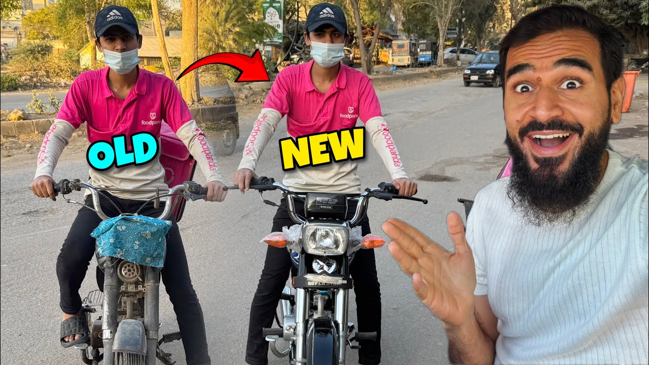 Food delivery wale bhai ko brand new bike gift kardi 🎁 Emotional moment 😍