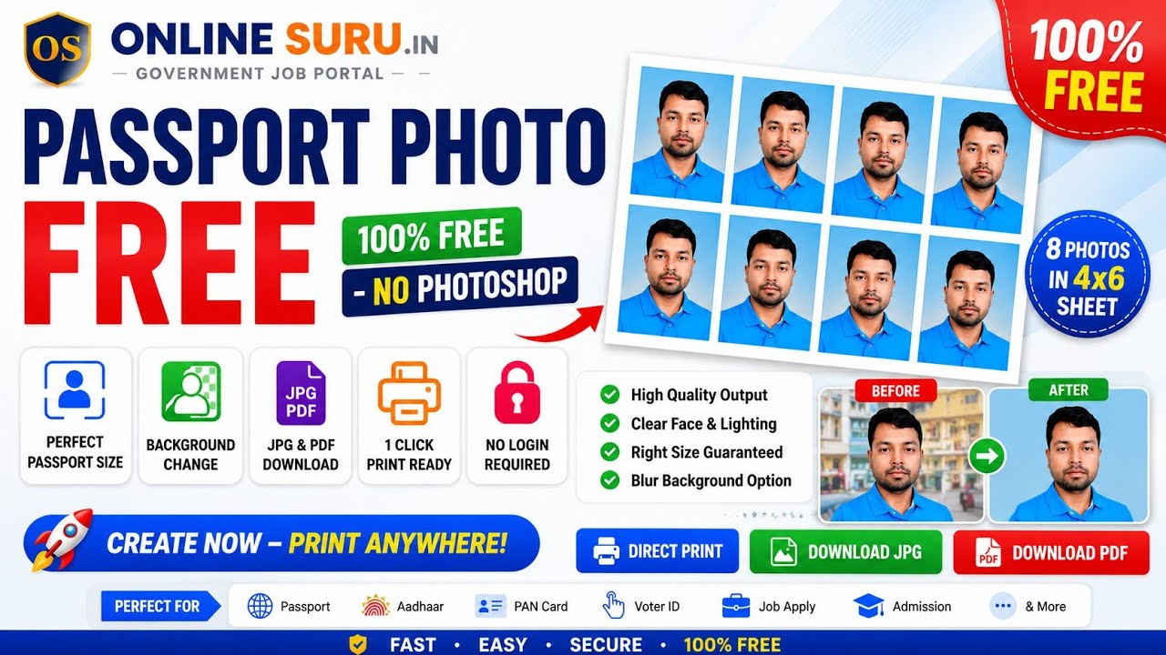 Make PASSPORT Photo FREE - No PHOTOSHOP | Passport Photo Maker Tool