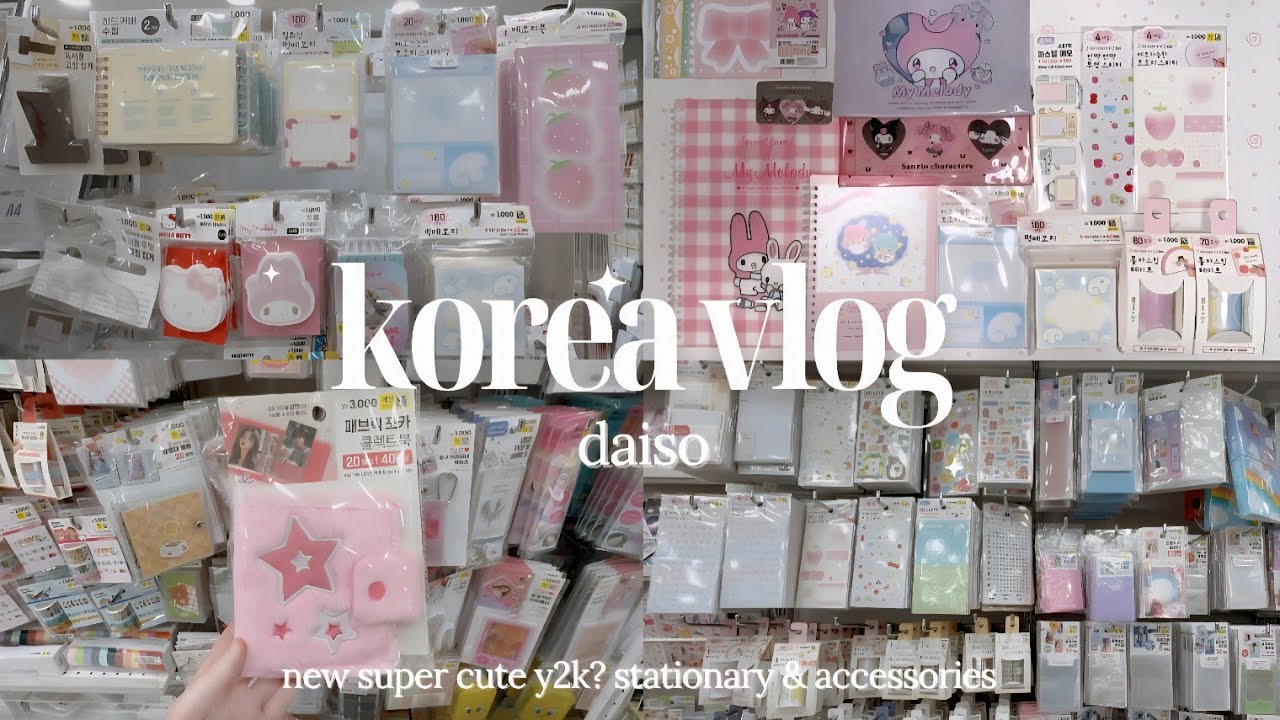 shopping in korea vlog 🇰🇷 new super cute y2k stationary collection haul 🌙🎀✨ daiso
