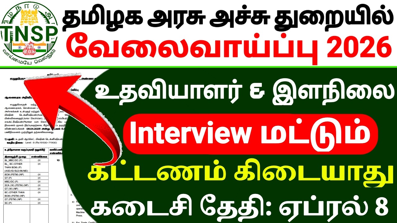 Tamilnadu Government Jobs 2026 | Stationery & Printing Recruitment 2026 | 23 Posts | Interview Only