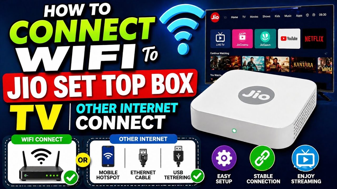 How to connect wifi to the jio set top box tv | Other Internet Connect to Jio set top box