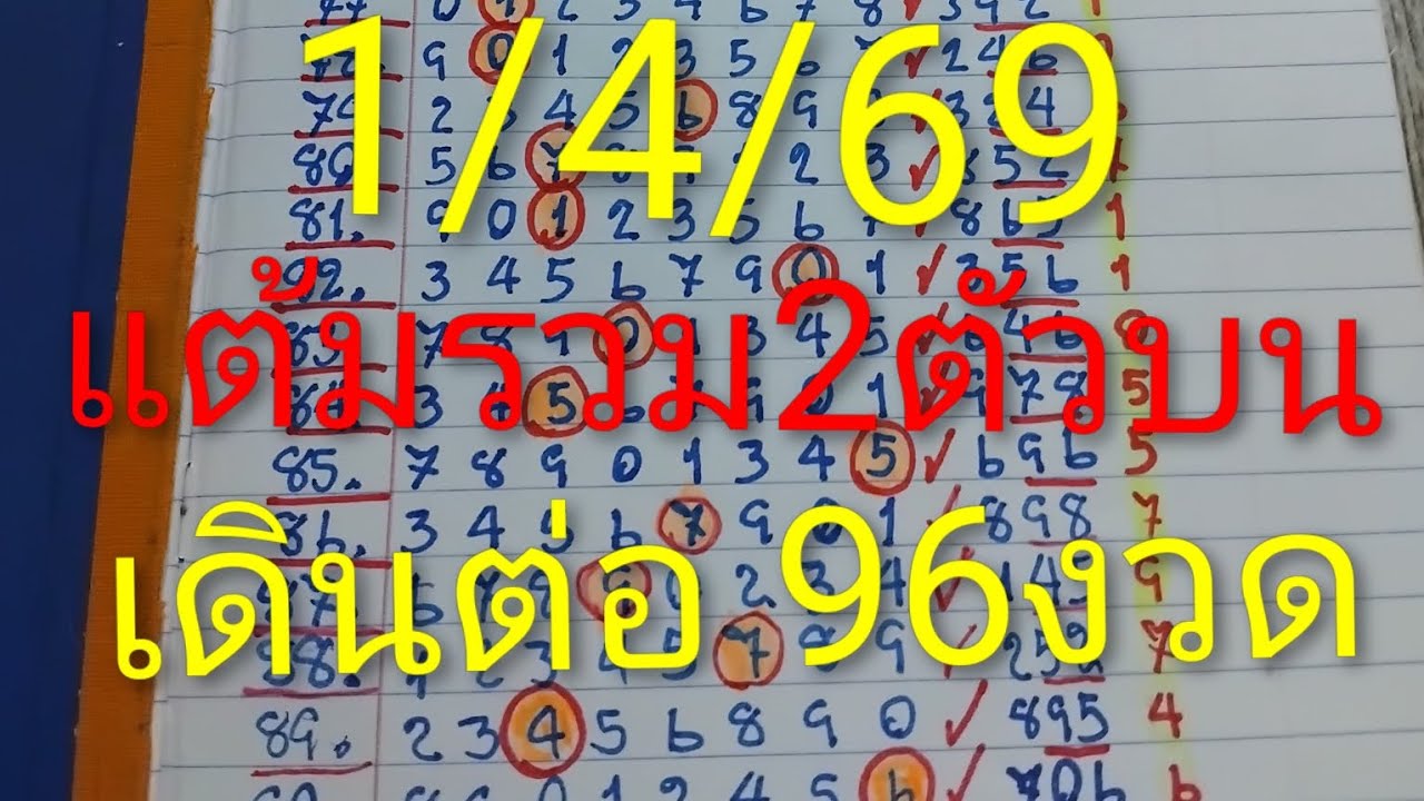 แต้มรวม2ตัวบน 3สูตร เดินต่อ 96งวด 1/4/69