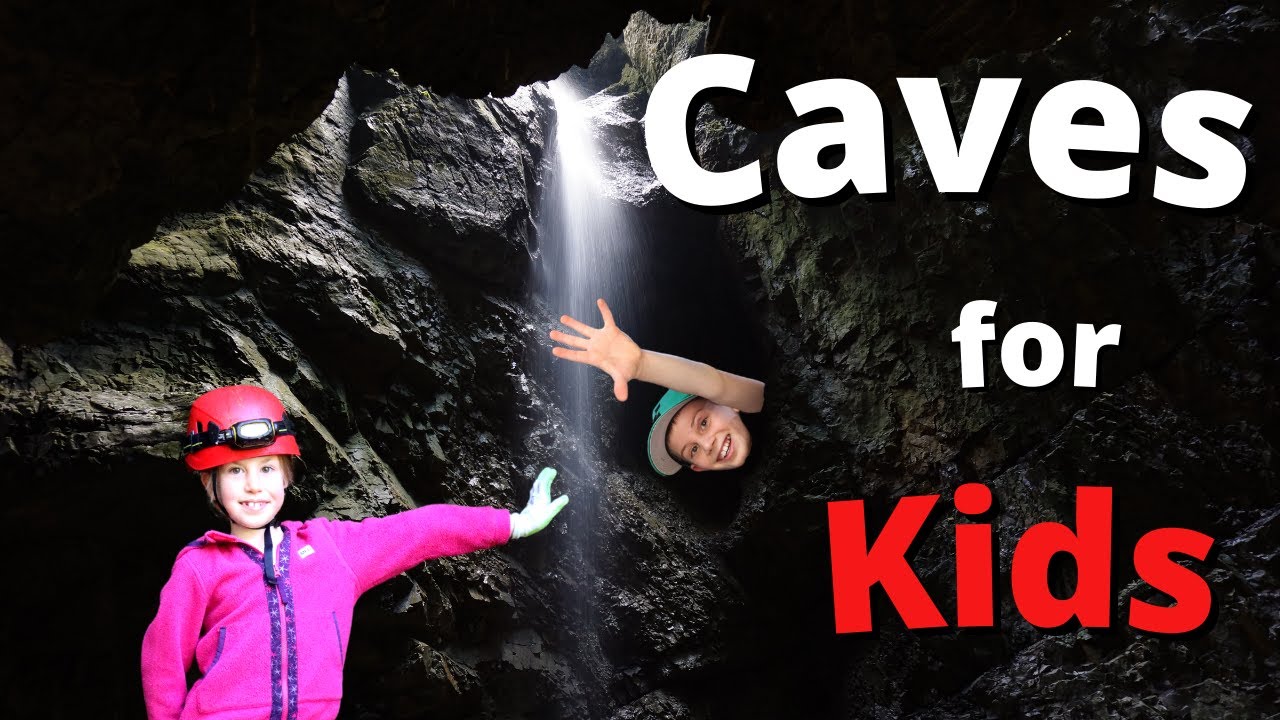Caves for Kids | Kids explore CAVES with waterfalls, slides and stairs | All about CAVES