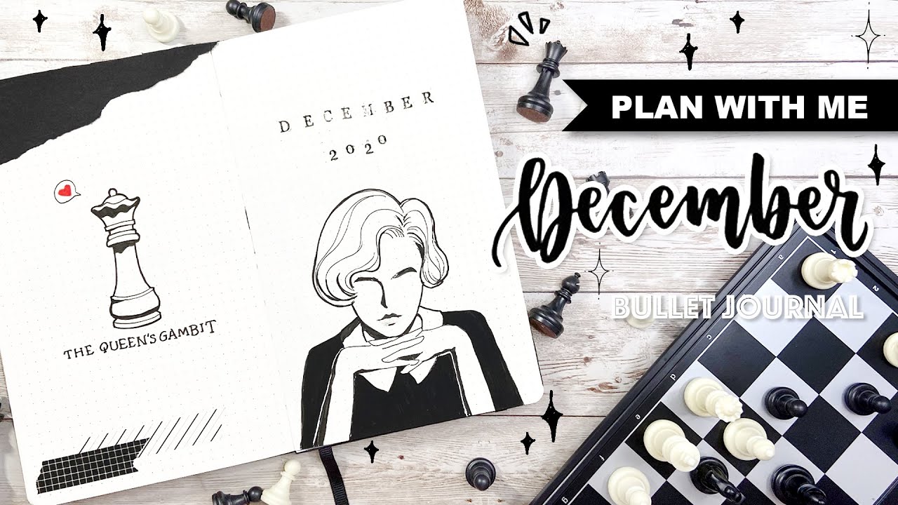 [PLAN WITH ME] THE QUEEN'S GAMBIT - Chess Theme Bullet Journal | December 2020