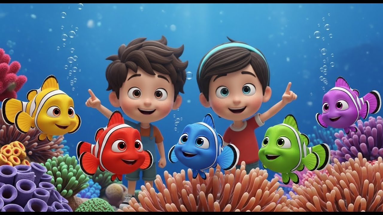 Cinco Pequeños Peces Payaso Nadan y Nadan | Canciones Infantiles y Rimas para Niños