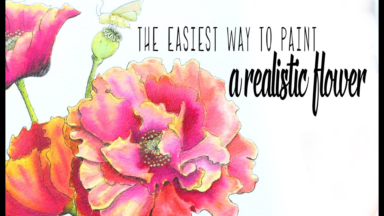 The Easiest Way - How to Paint a Watercolor Poppy Flower (see description for the update)