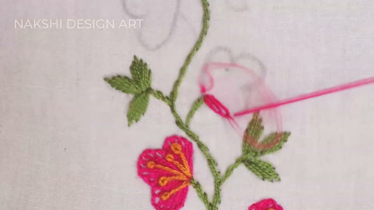 Hand Embroidery beautiful borderline design #handbroidery  #embroidery  #embroiderydesign