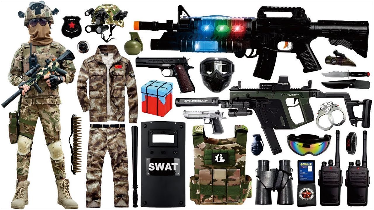 Unboxing mystery toy box, M249 light machine gun, 98K sniper rifle, AK47 assault rifle, Glock pistol