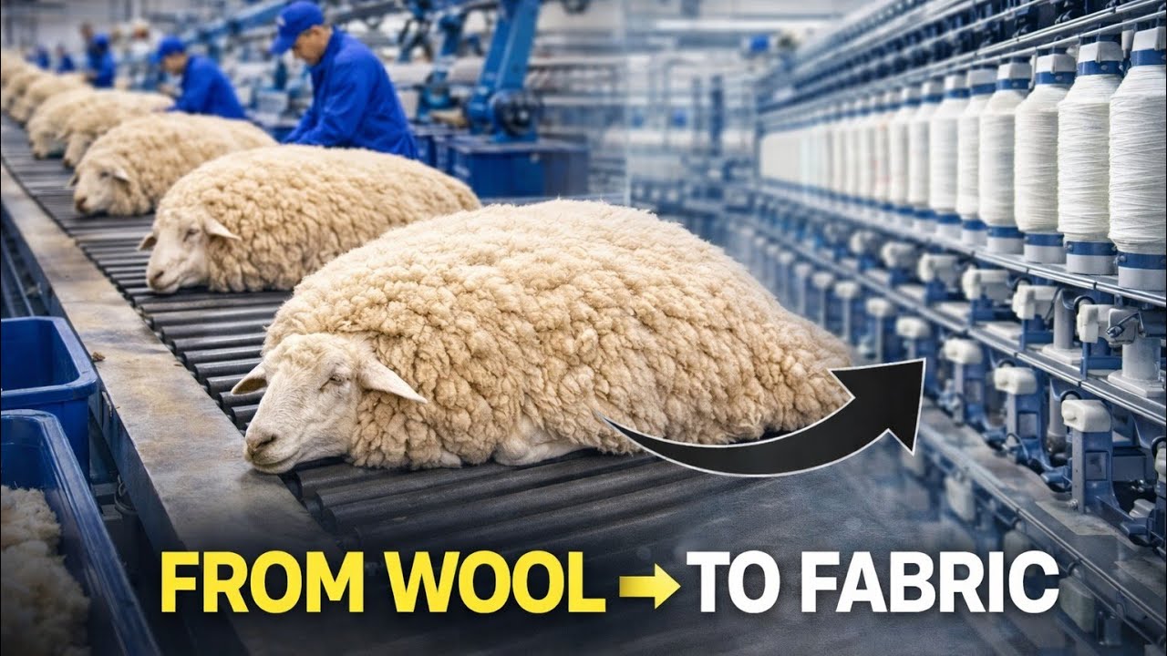 Inside a Modern Wool Processing Factory | From Raw Wool to Luxury Fabric