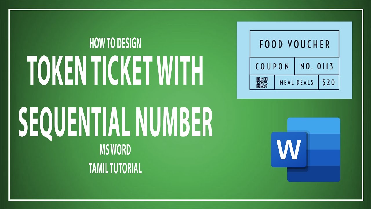 How to design Token Ticket with sequential number in MS Word | Tamil Tutorial