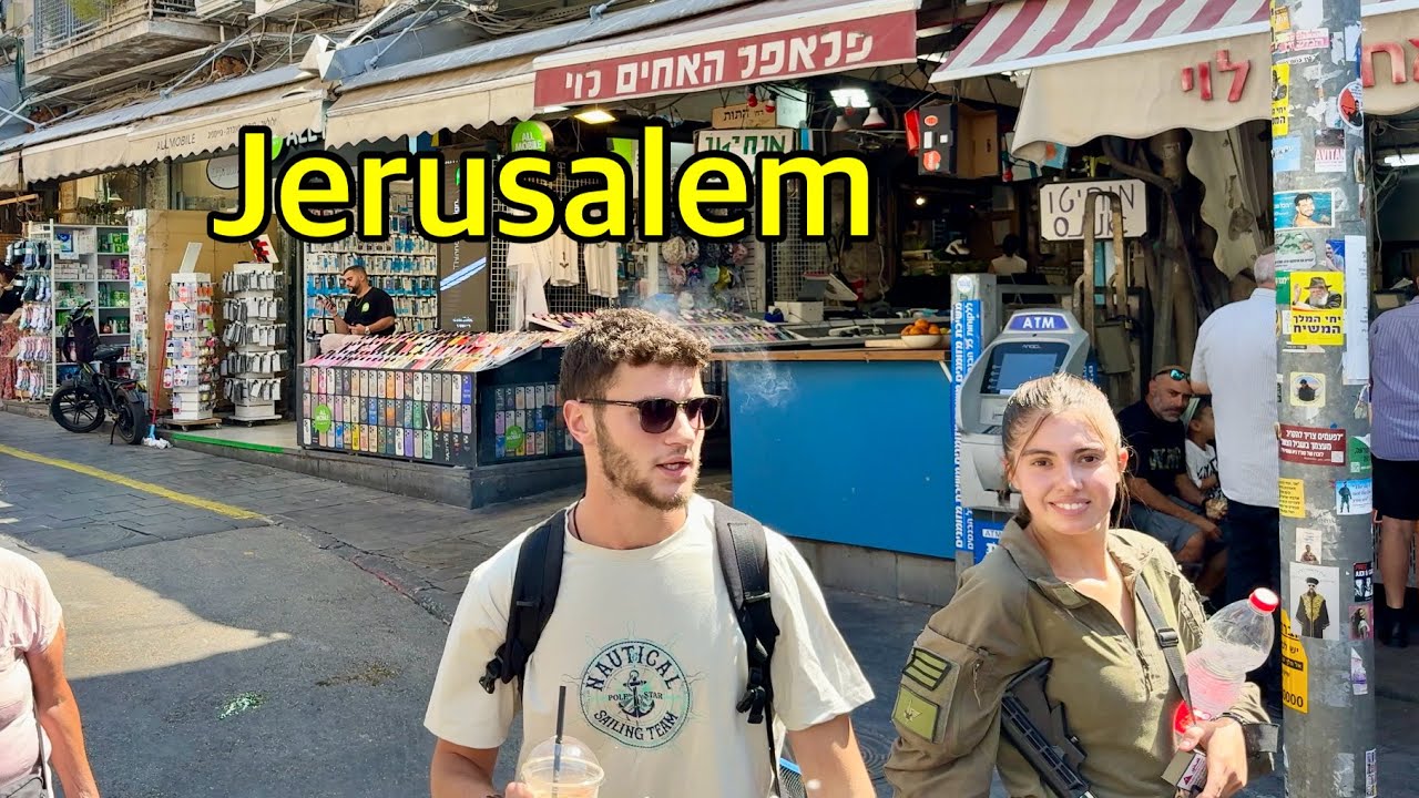 Jerusalem ambience. Walk from the central station to the city center.