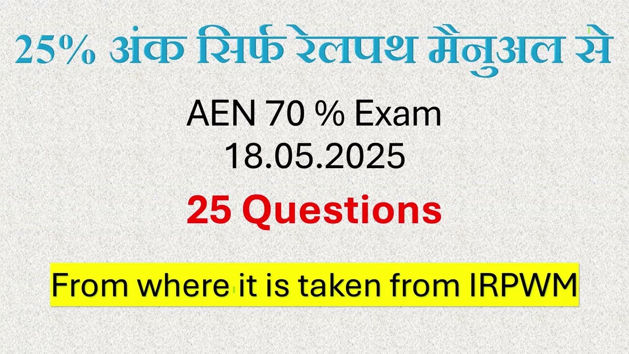 AEN 70% 18. 05. 2025 | QUESTIONS FROM  IRPWM | 25 QUESTIONS