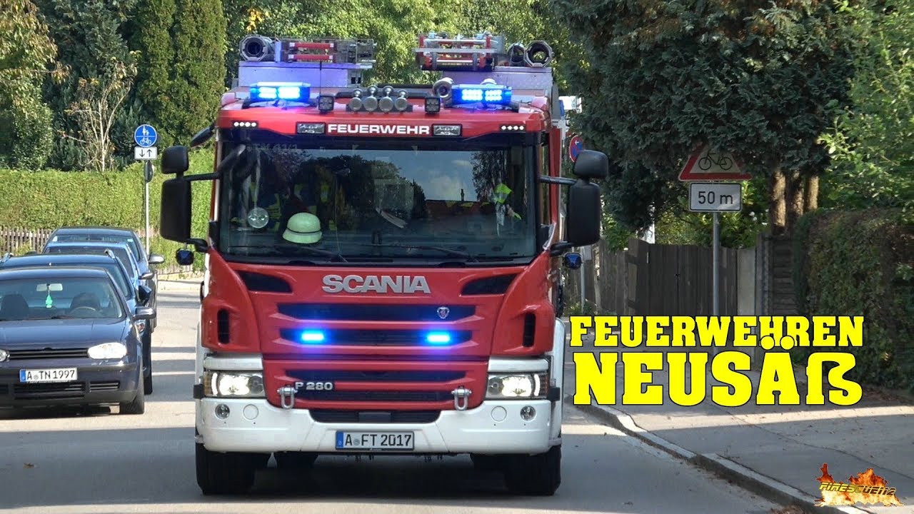 [BRAND & UNFALL AUF BAUERNHOF] - 7 Feuerwehren auf Einsatzfahrt zur Großübung in Neusäß