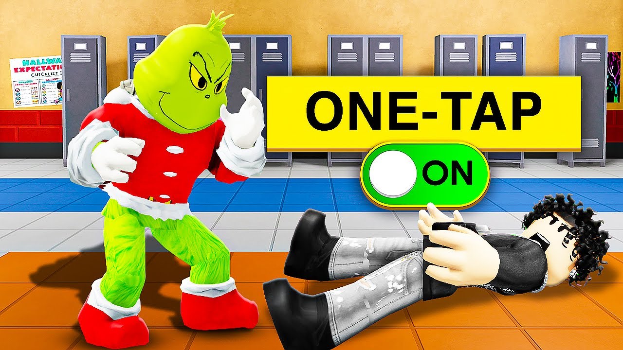 One Tapping EVERYONE as The Grinch in Roblox Fight in a School..😂