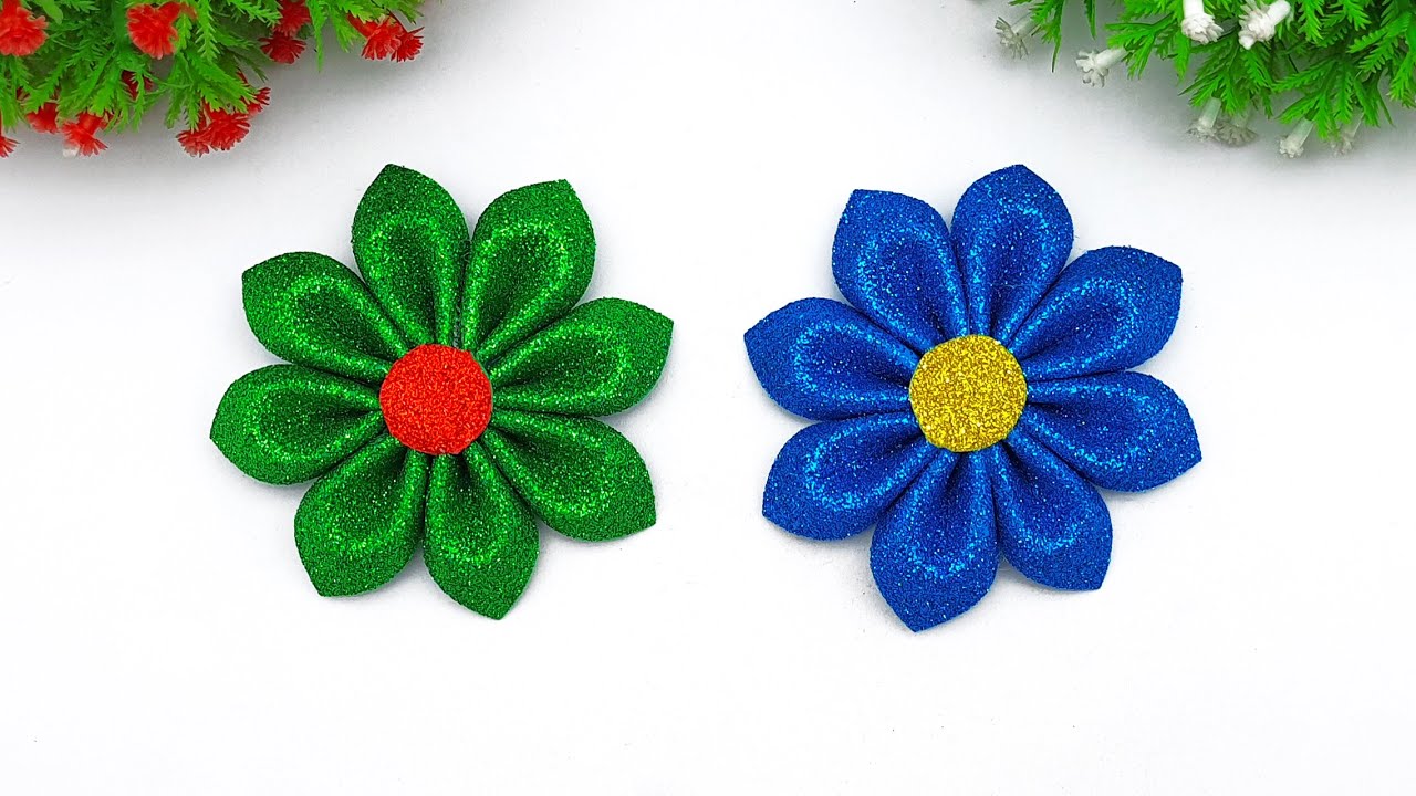 Beautiful Glitter Paper Flower Crafts | Handmade Foam Sheet Flower