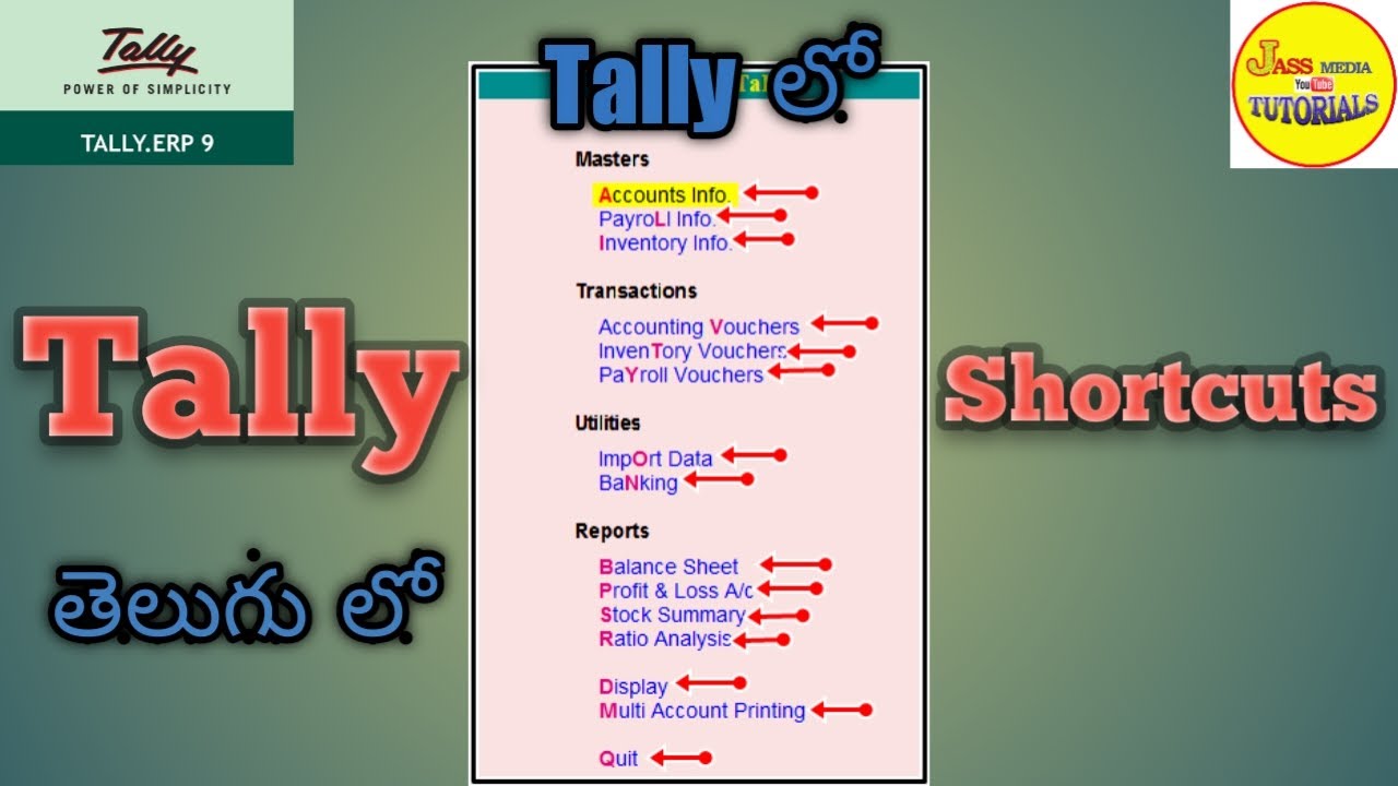 Tally shortcuts - 21(Telugu)