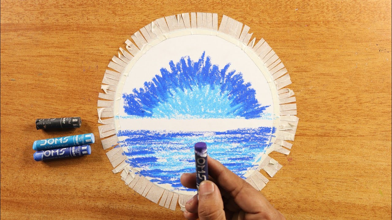 Seascape Night Drawing | Easy oil pastel drawing for beginners | Satisfying ASMR