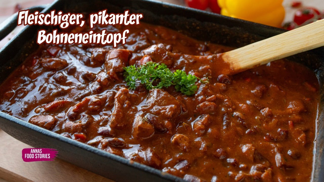 Eintopf Rezept - Pikanter Bohneneintopf .. mit viel Fleisch - proteinreich, gesund und super lecker
