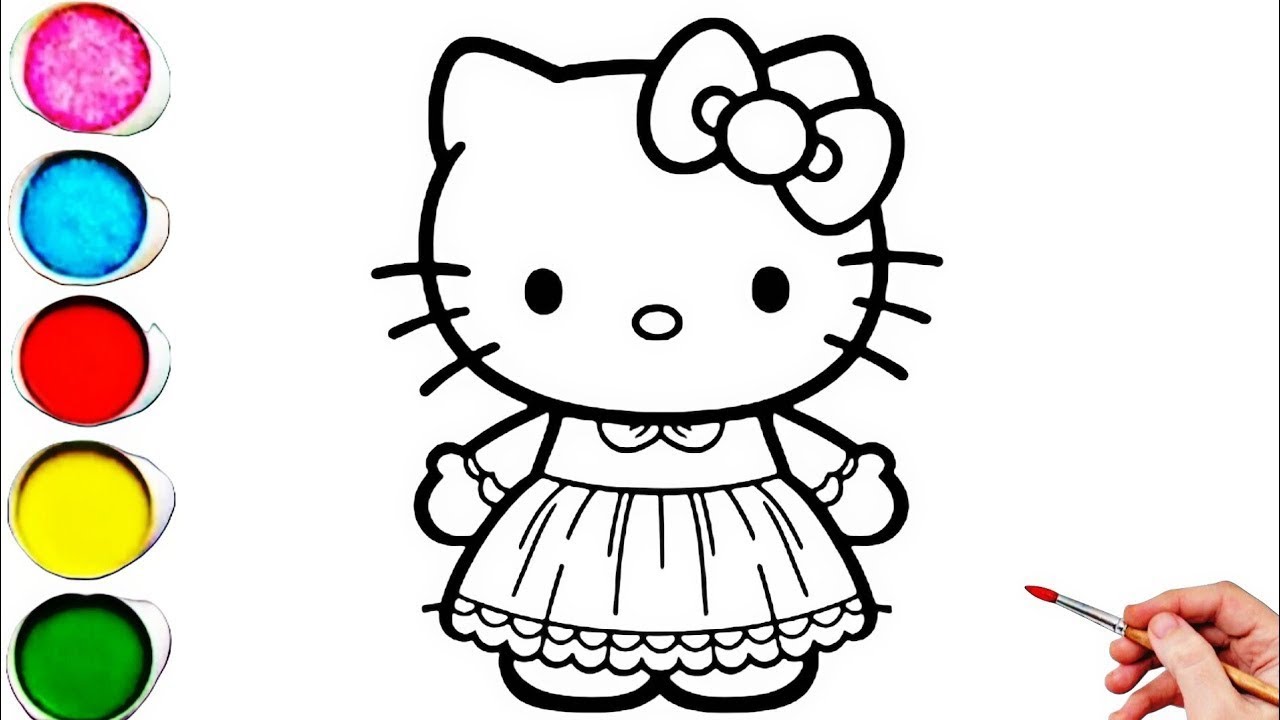 Милый рисунок Hello Kitty для детей и малышей. Простые поделки для детей.