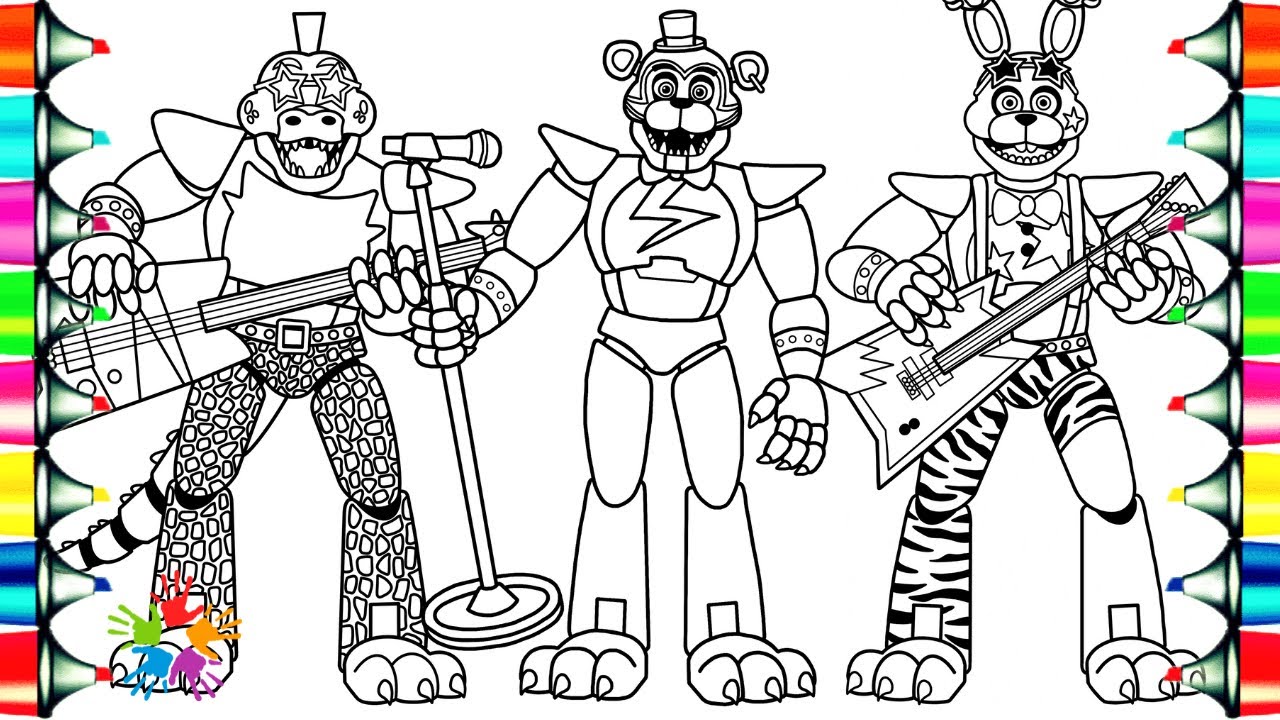 Five Nights at Freddy's New Coloring Pages / FNAF Security Breach Glamrock Animatronics / NCS