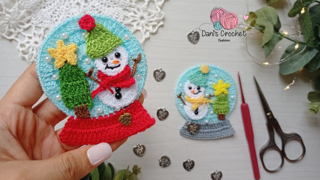 NUEVA Aplicación ☃️🎄 BOLA de nieve decorado| teje este adorno de NAVIDAD a crochet ❄️☃️🎄/ esferas