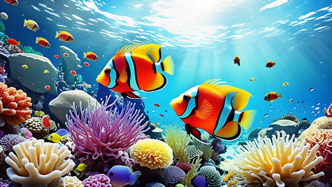 4K Aquarium TV Background For Sleep 🐠 Relaxing Music For Deep Sleep & Mesmerizing Sea Creatures