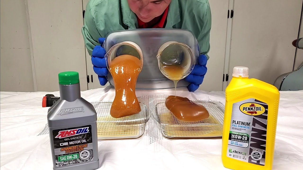 Тест на текучесть масла AMSOIL OE и Pennzoil Platinum 0W-20 при низких температурах