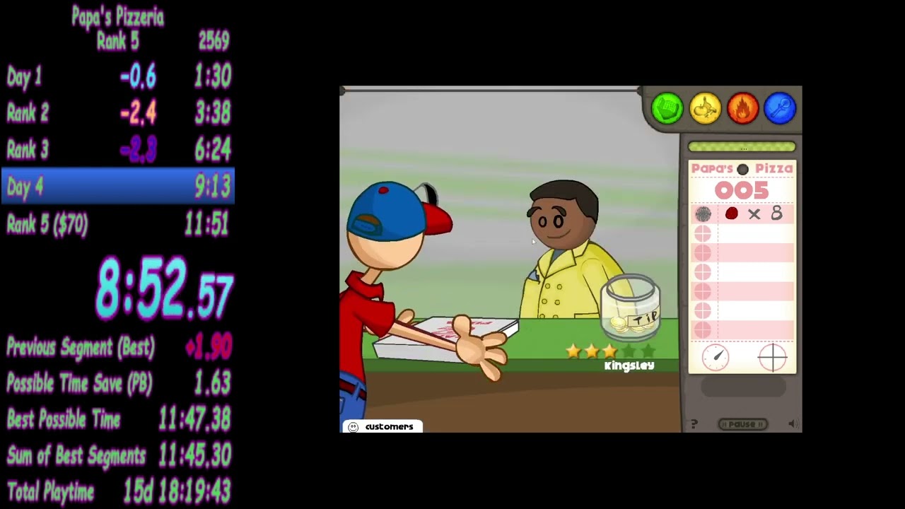 [WR] Papa's Pizzeria Rank 5 Speedrun in 11:49