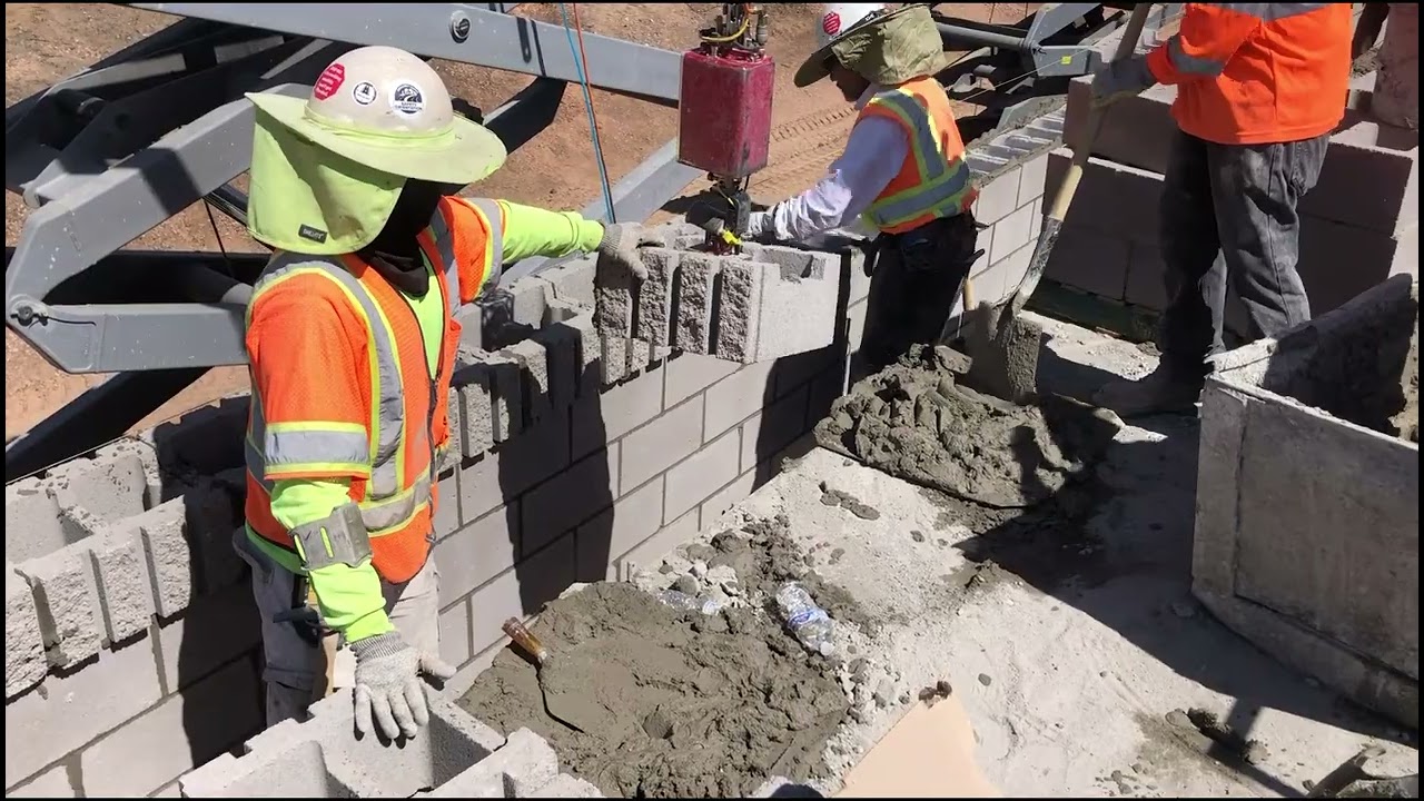2 Man Method with Avila Masonry Crew on 70lb sound wall block