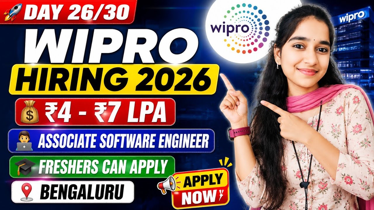 Wipro Hiring 2026 | ₹4-7 LPA | Freshers Eligible | Associate Software Engineer | Apply Now! 💯🙌🏻