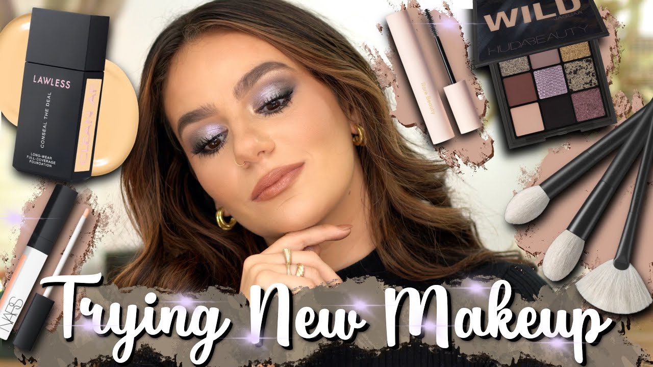 Trying NEW Makeup - LAWLESS Foundation, RARE BEAUTY Mascara, HUDA Wild JAGUAR , NARS Corrector 2021