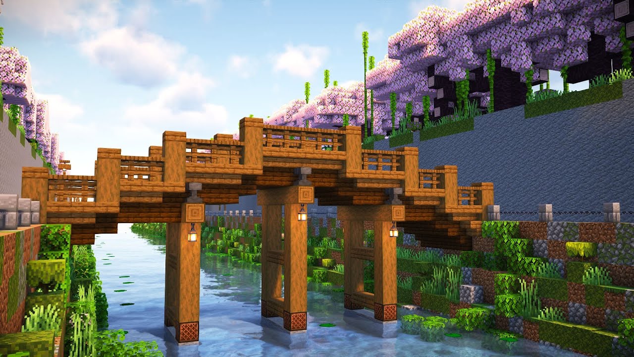 Как сделать мост в японском стиле! [Архитектура в японском стиле в Minecraft]