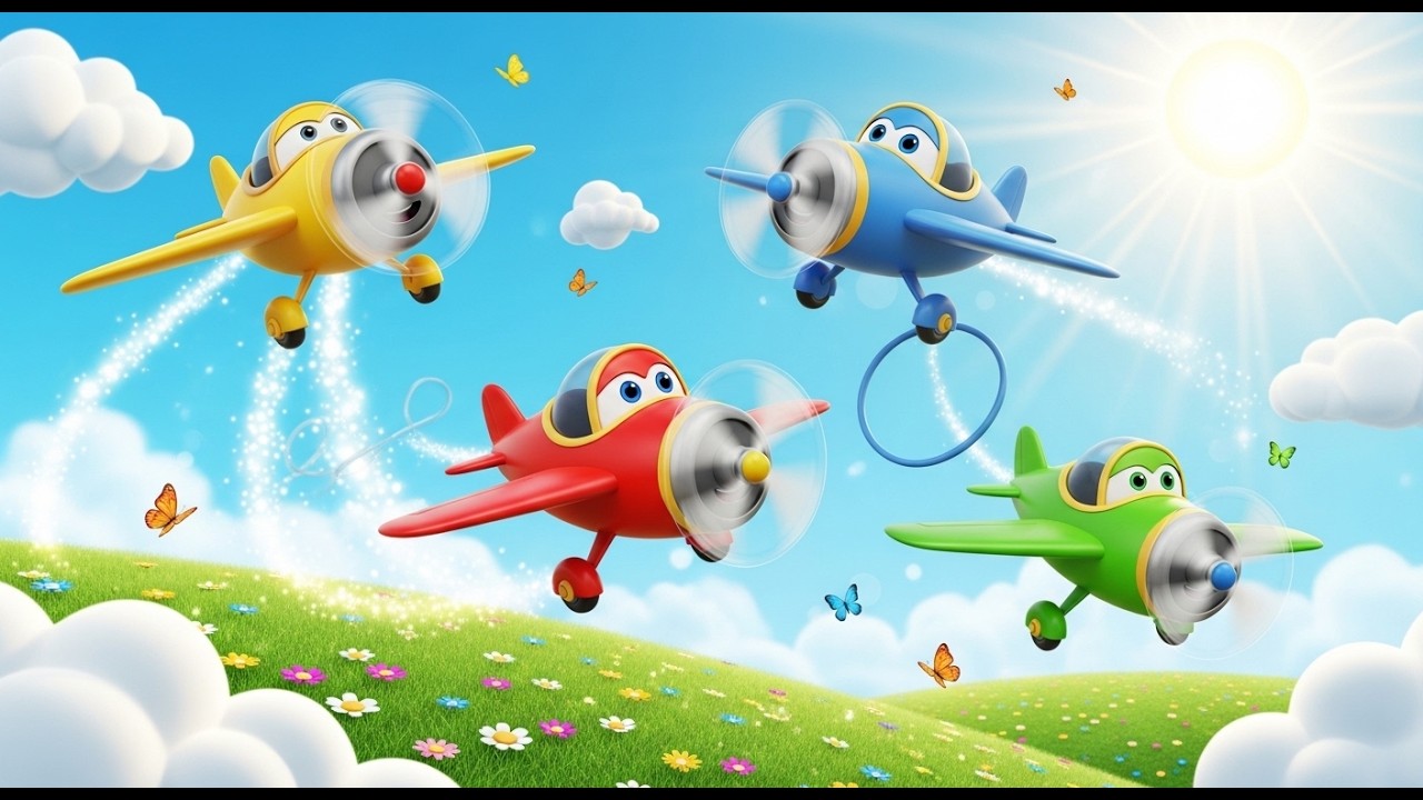 Four Little Toy Airplanes Swoosh Swoosh Swoosh ✈️ | Sky-High Adventure & Counting Nursery Rhymes