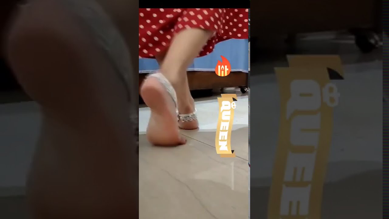 Beautiful Indian bhabhi pink soft sole with anklet playing.