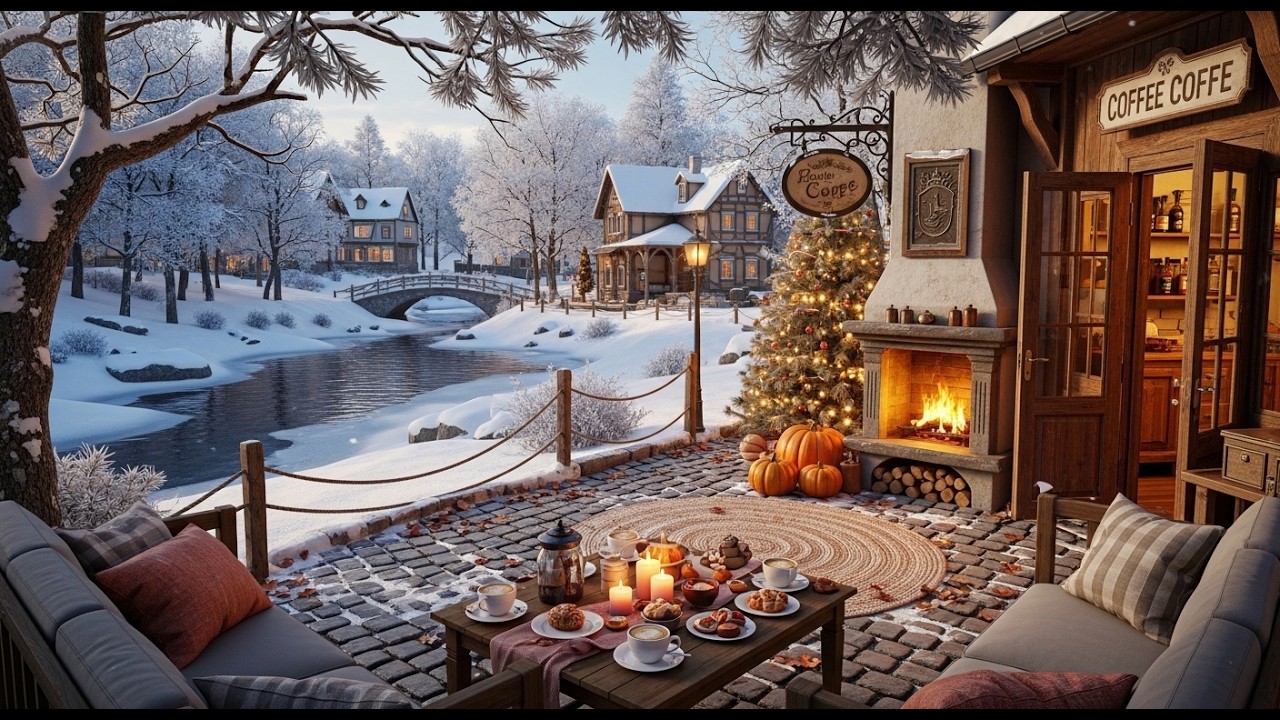 Soft Jazz Cafe ❄ Cozy Snowy Coffee Shop Ambience for Deep Calm and Anxiety Relief