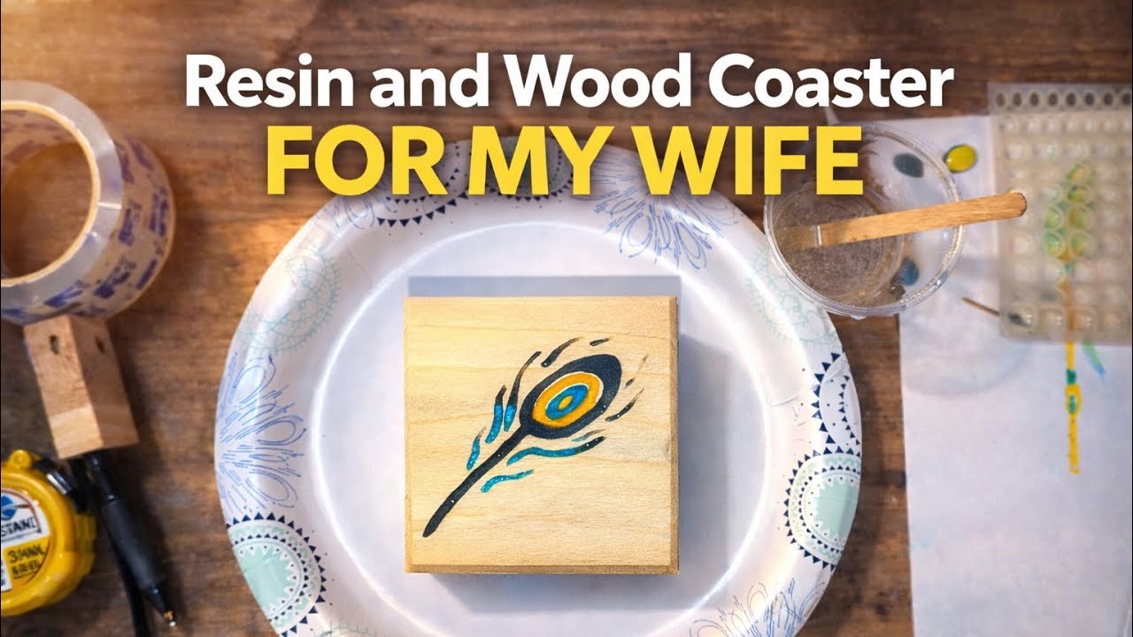 Making a resin and wood coaster for my wife