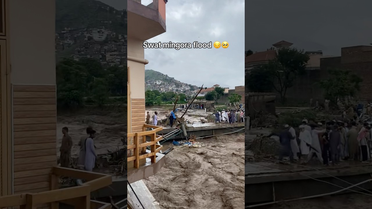 Mingora city flood 15-8-25 #nature #travel #swatvalley #flood