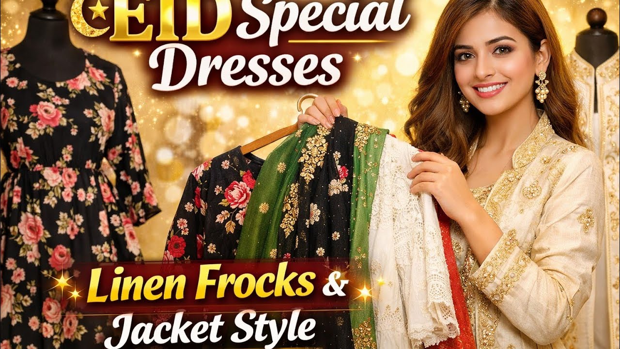 EID Special Linen Frocks | Black Floral Dress & Jacket Style | Dress Designing 2026