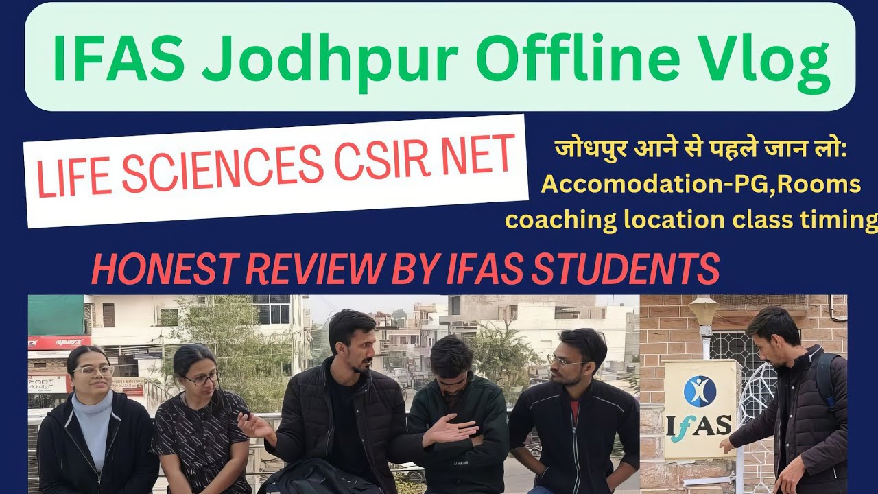 IFAS jodhpur offline coaching Vlog. #csirnetjrf #lifesciences #review #ifas #location #pg #rooms
