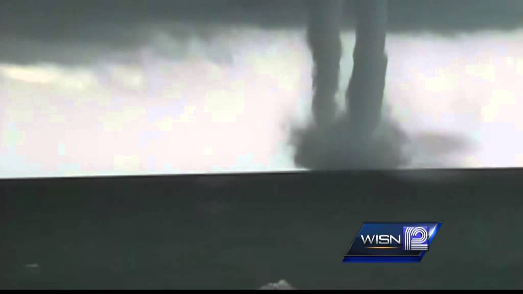 Waterspouts seen over Lake Michigan off Kenosha shoreline