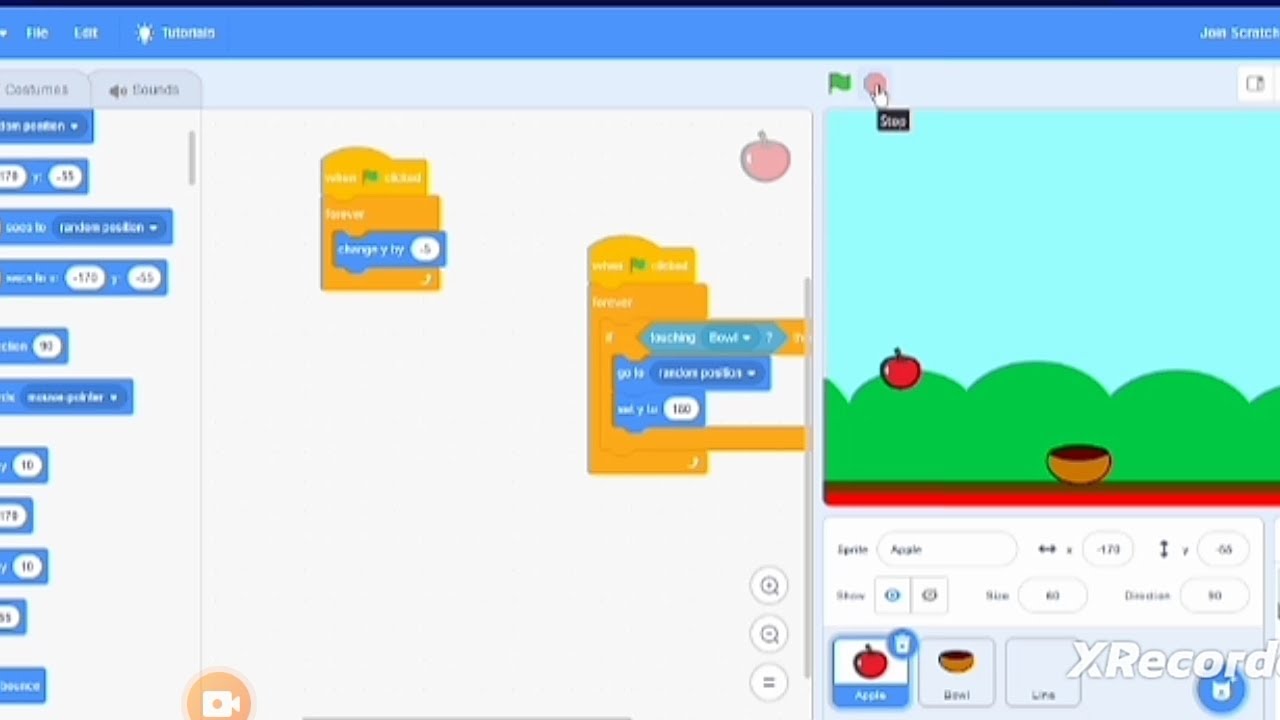 comment programmer jeu de pomme sur scratch