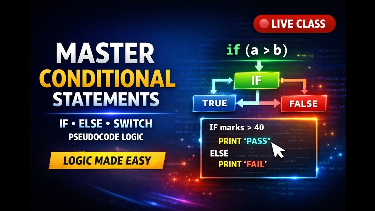 Master Conditional Statements & Pseudocode LIVE | IF ELSE SWITCH Logic for MNC Interviews