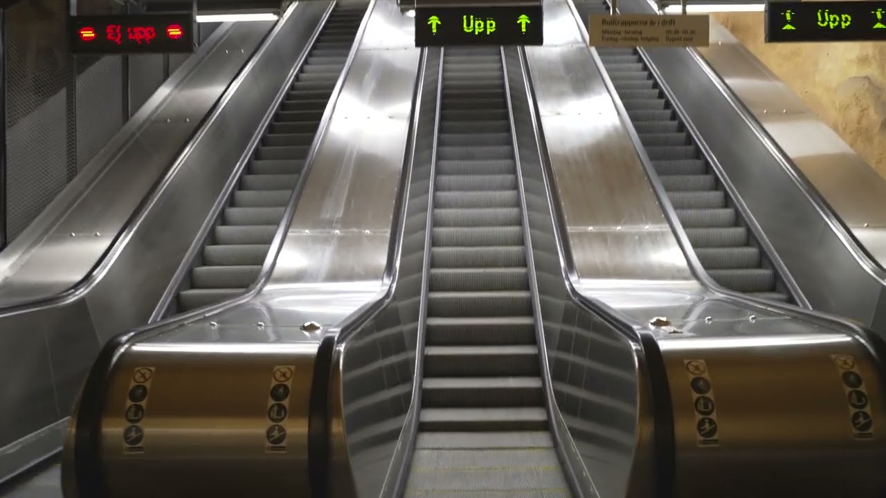 Sweden, Stockholm, Akalla Subway Station, 3X escalator, 1X inclined elevator