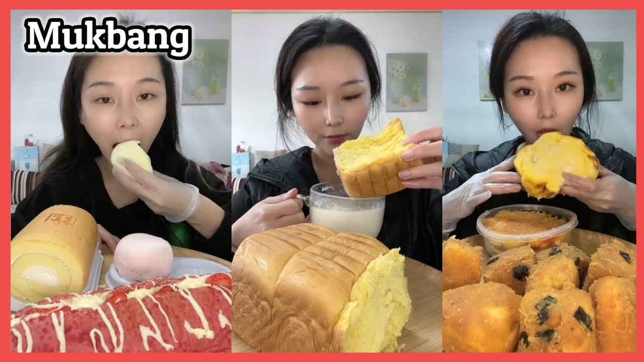[ASMR] Chinese mukbang asmr #315 #makanan  #dessert  #cake #호떡 #크림빵 #중국먹방 모찌 mochi #eatingshow