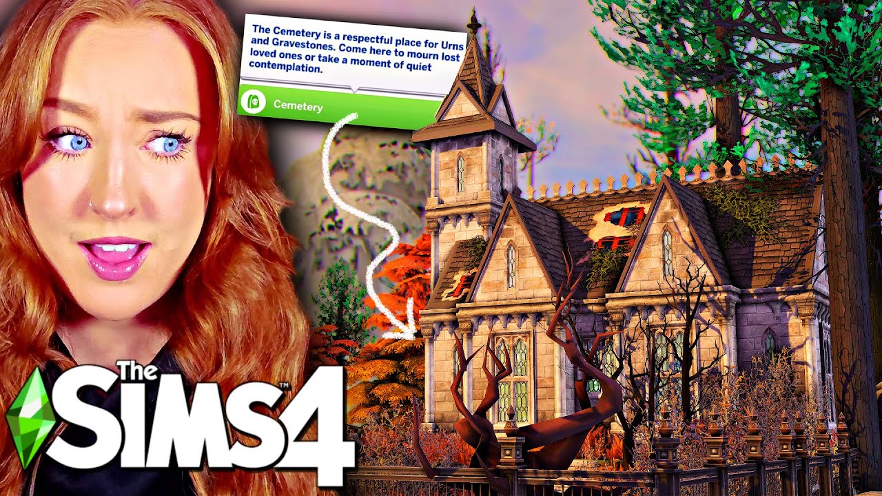 Я построил ЖУТКУЮ церковь с кладбищем в The Sims 4! 🪦