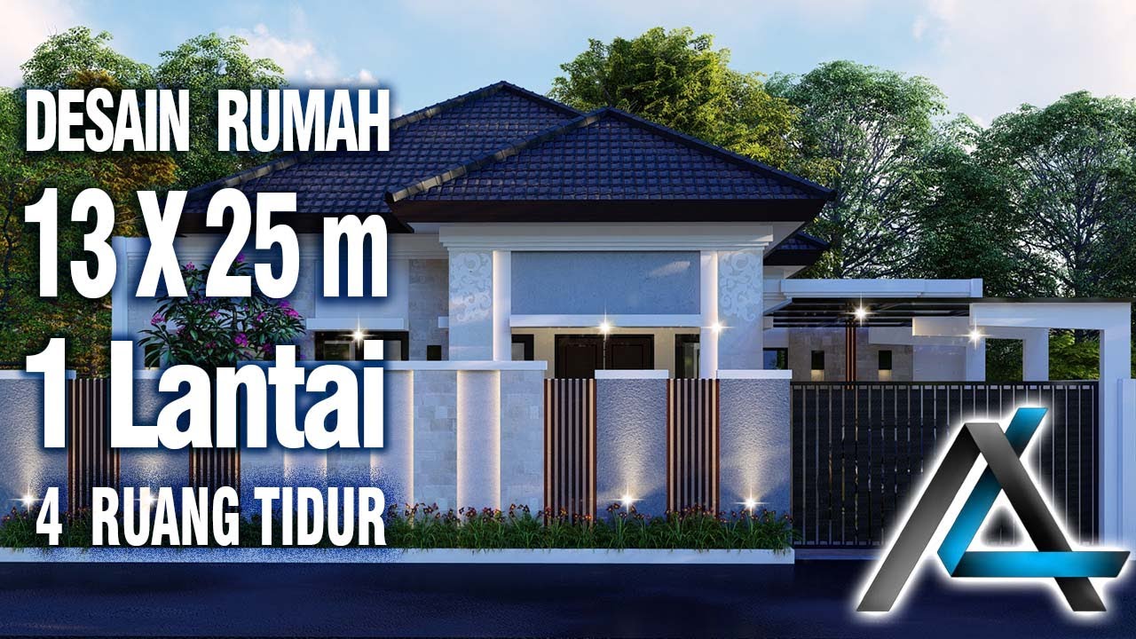 DESAIN RUMAH 13 x  25 meter I PONDOK KOPI – DESAIN RUMAH TROPIS MODERN