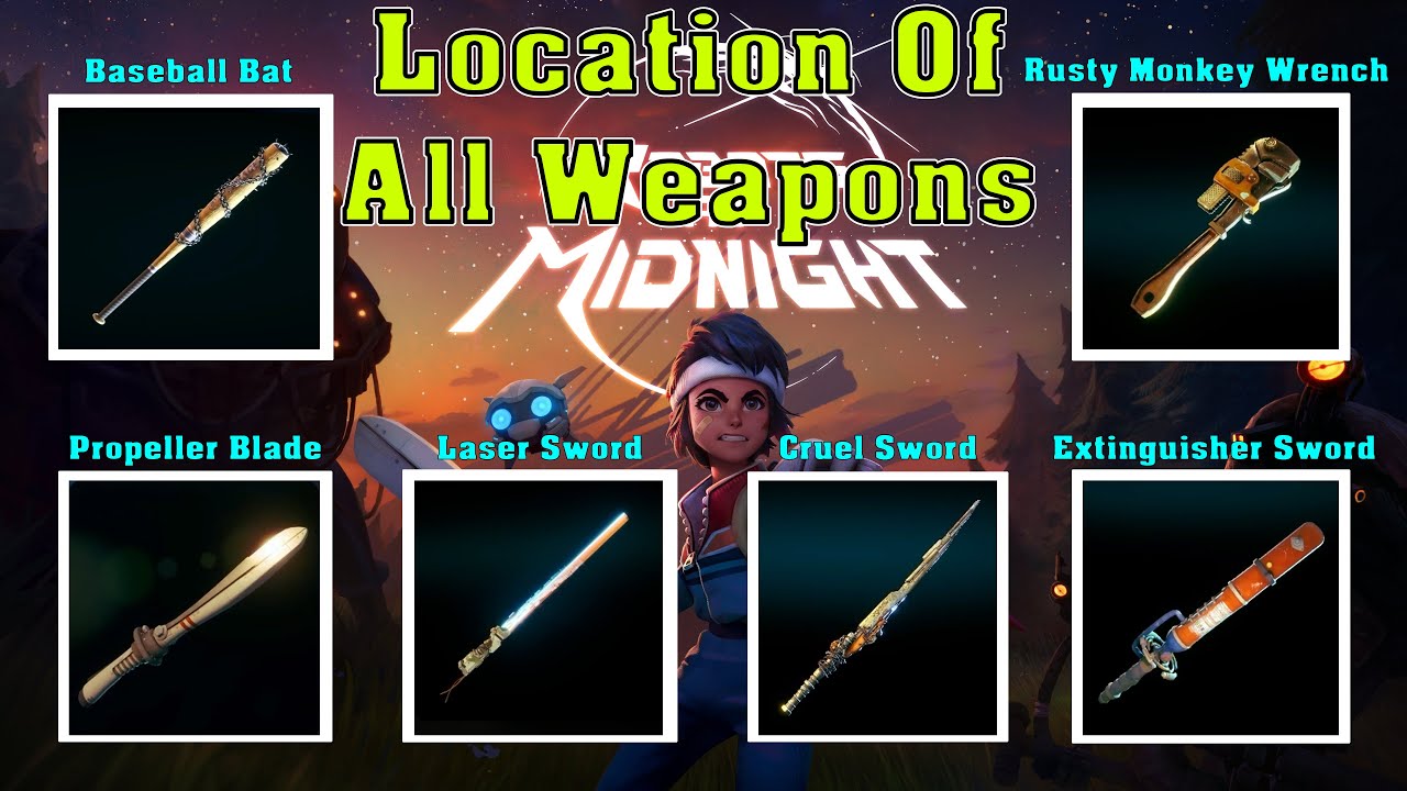Robots At Midnight- Location Of All Weapons || Laser Sword, Cruel Sword, Propeller Blade.