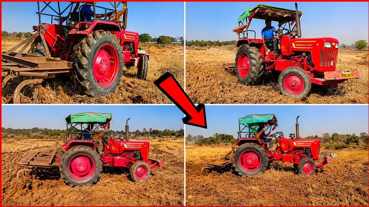 लाल ट्रैक्टर की खतरनाक एंट्री 😱 | Powerful Red Tractor Farming | Desi Jotai Video