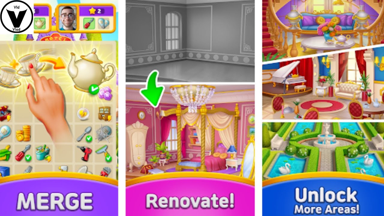 Merge Hotel : Makeover Design Gameplay Android/iOS